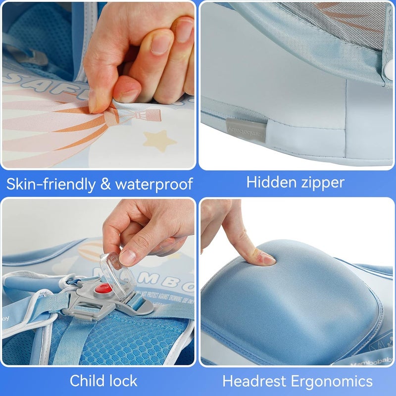 GENTEACO Mambobaby Baby Swim Float with Canopy Non-Inflatable Infant Pool Float with Tail 3-24 Months Avoid Flip Solid Skin-Friendly Material for Toddler Boys Girls - Image 5